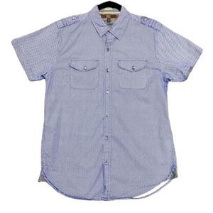 PD&C Blue Printed Slim Fit S/S  Button Down